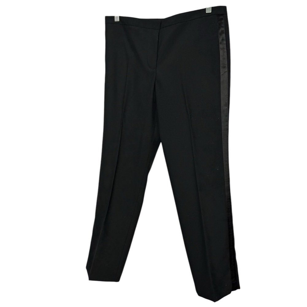 J Crew Black Tuxedo 100% Italian Virgin Wool Straight Leg Trousers Women's 10 P